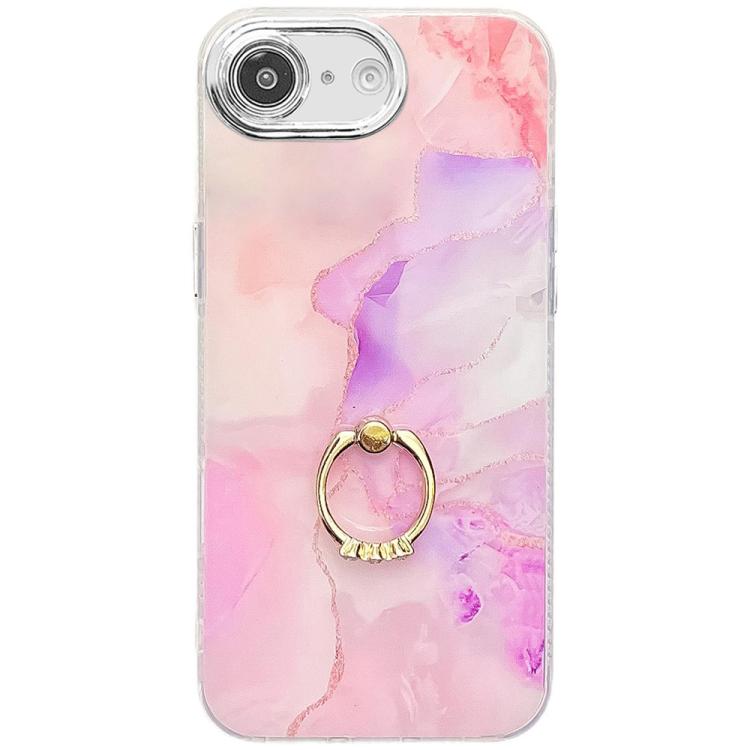 Electroplated Marble Texture Ring Holder Phone Case, For iPhone 17e / 16e