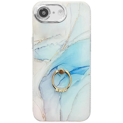 Electroplated Marble Texture Ring Holder Phone Case, For iPhone 17e / 16e