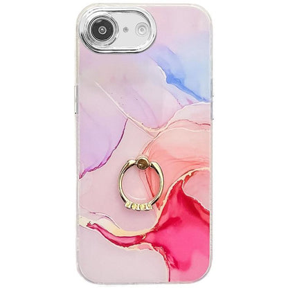 Electroplated Marble Texture Ring Holder Phone Case, For iPhone 17e / 16e