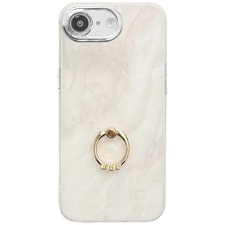 Electroplated Marble Texture Ring Holder Phone Case, For iPhone 17e / 16e