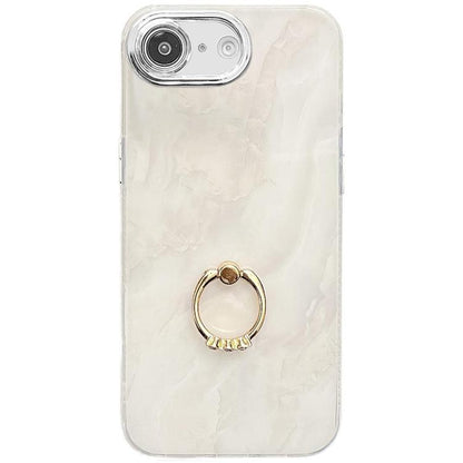 Electroplated Marble Texture Ring Holder Phone Case, For iPhone 17e / 16e