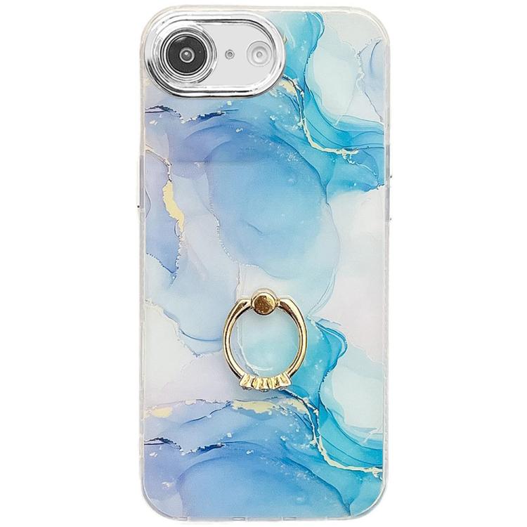 Electroplated Marble Texture Ring Holder Phone Case, For iPhone 17e / 16e