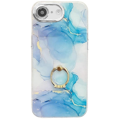 Electroplated Marble Texture Ring Holder Phone Case, For iPhone 17e / 16e