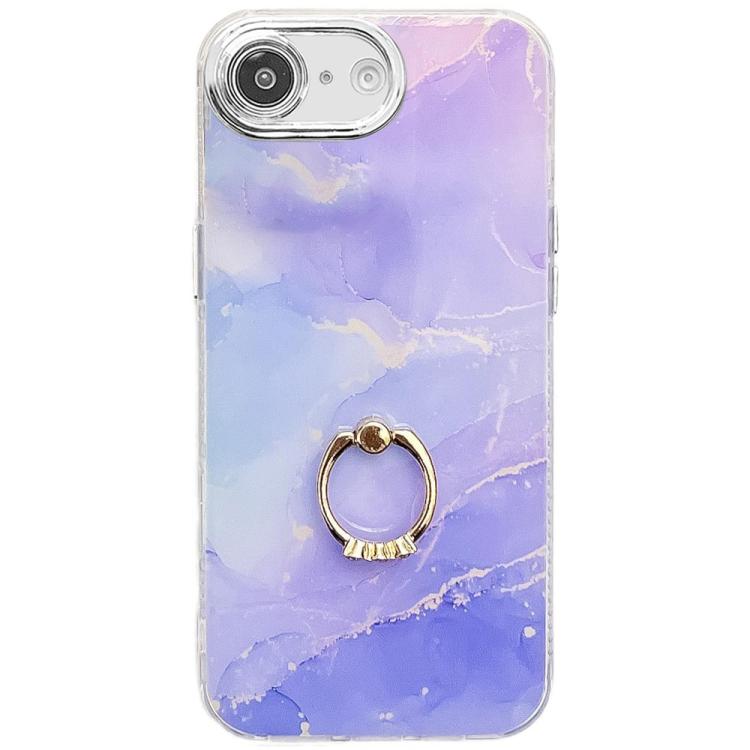 Electroplated Marble Texture Ring Holder Phone Case, For iPhone 17e / 16e