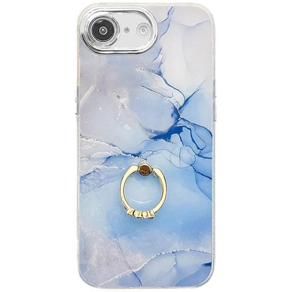 Electroplated Marble Texture Ring Holder Phone Case, For iPhone 17e / 16e