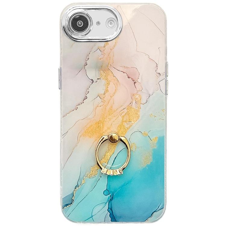 Electroplated Marble Texture Ring Holder Phone Case, For iPhone 17e / 16e