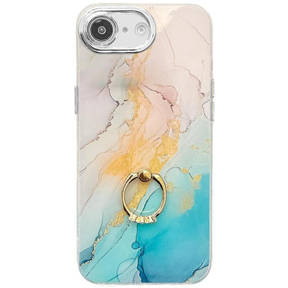 Electroplated Marble Texture Ring Holder Phone Case, For iPhone 17e / 16e