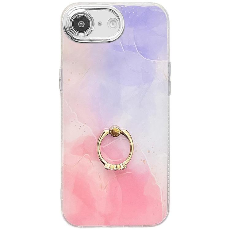 Electroplated Marble Texture Ring Holder Phone Case, For iPhone 17e / 16e