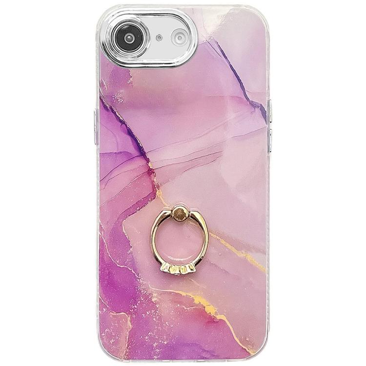 Electroplated Marble Texture Ring Holder Phone Case, For iPhone 17e / 16e