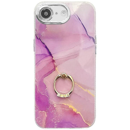 Electroplated Marble Texture Ring Holder Phone Case, For iPhone 17e / 16e