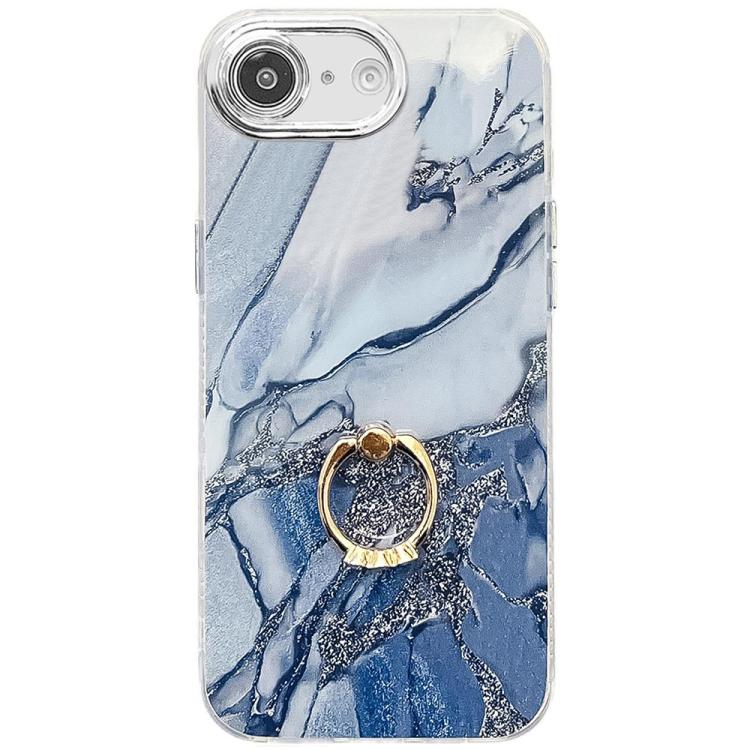 Electroplated Marble Texture Ring Holder Phone Case, For iPhone 17e / 16e