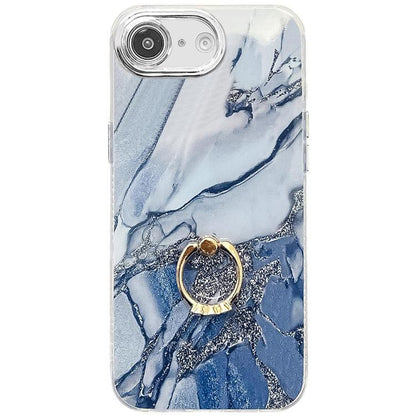 Electroplated Marble Texture Ring Holder Phone Case, For iPhone 17e / 16e