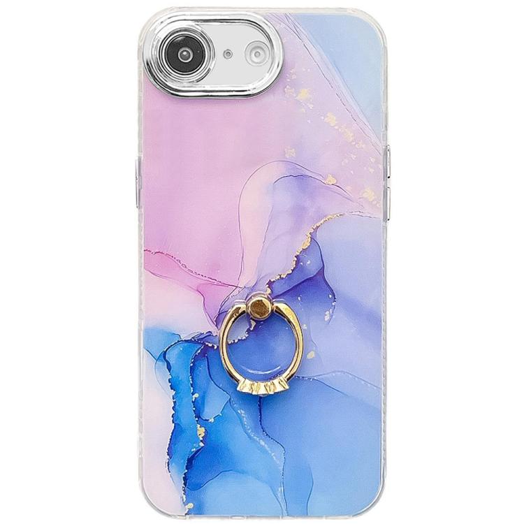 Electroplated Marble Texture Ring Holder Phone Case, For iPhone 17e / 16e