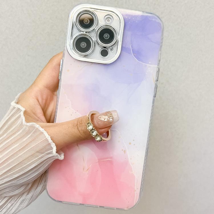 Electroplated Marble Texture Ring Holder Phone Case, For iPhone 17e / 16e