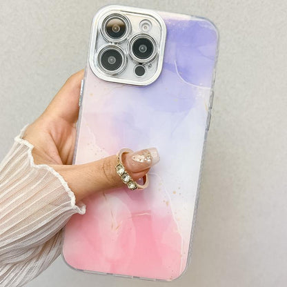 Electroplated Marble Texture Ring Holder Phone Case, For iPhone 17e / 16e