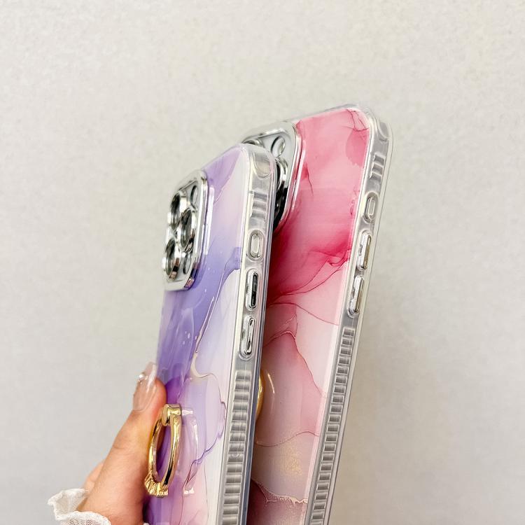 Electroplated Marble Texture Ring Holder Phone Case, For iPhone 17e / 16e