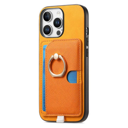 Retro Cross Leather Ring Side Insert Card Bag MagSafe Phone Case, For iPhone 16 Pro Max, For iPhone 16 Pro, For iPhone 16 Plus
