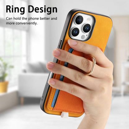 Retro Cross Leather Ring Side Insert Card Bag MagSafe Phone Case, For iPhone 16 Pro Max, For iPhone 16 Pro, For iPhone 16 Plus