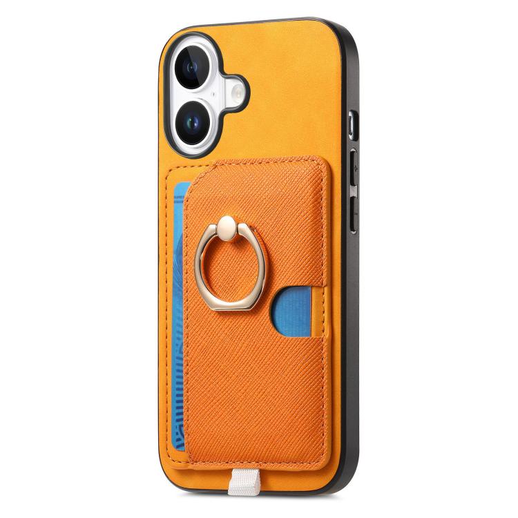 Retro Cross Leather Ring Side Insert Card Bag MagSafe Phone Case, For iPhone 16, For iPhone 15 Pro max, For iPhone 15 Pro