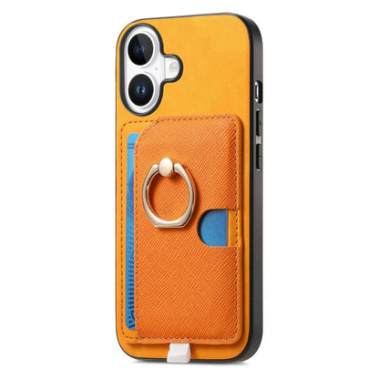 Retro Cross Leather Ring Side Insert Card Bag MagSafe Phone Case, For iPhone 16, For iPhone 15 Pro max, For iPhone 15 Pro