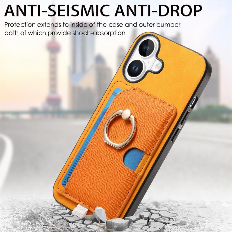 Retro Cross Leather Ring Side Insert Card Bag MagSafe Phone Case, For iPhone 16, For iPhone 15 Pro max, For iPhone 15 Pro