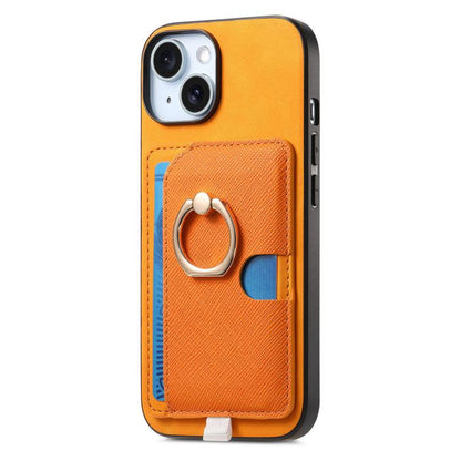 Retro Cross Leather Ring Side Insert Card Bag MagSafe Phone Case, For iPhone 15 Plus, For iPhone 15, For iPhone 14 Plus