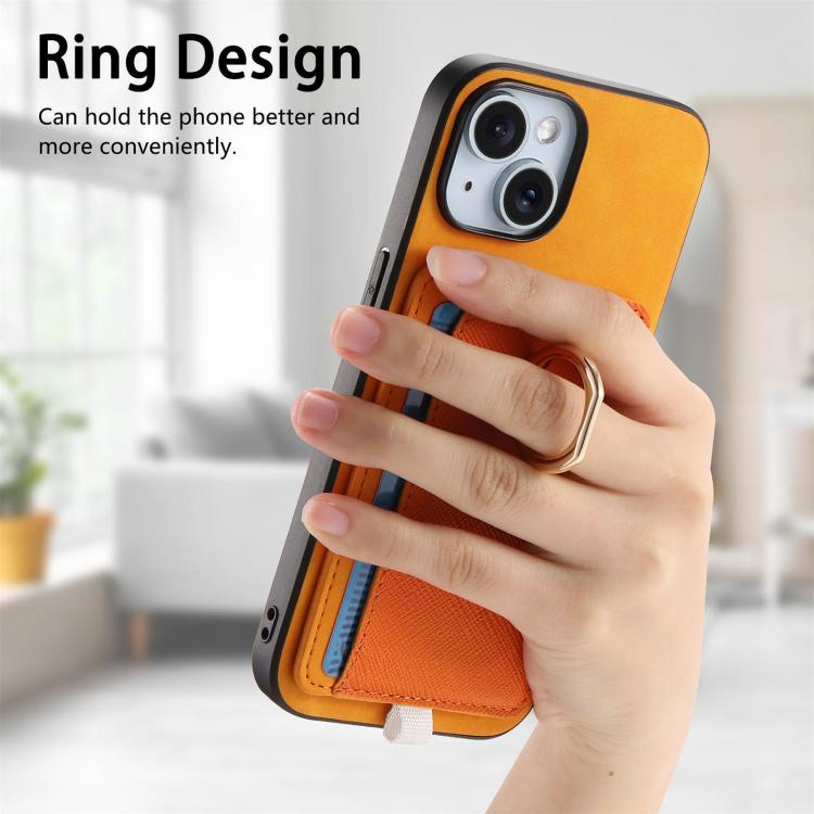 Retro Cross Leather Ring Side Insert Card Bag MagSafe Phone Case