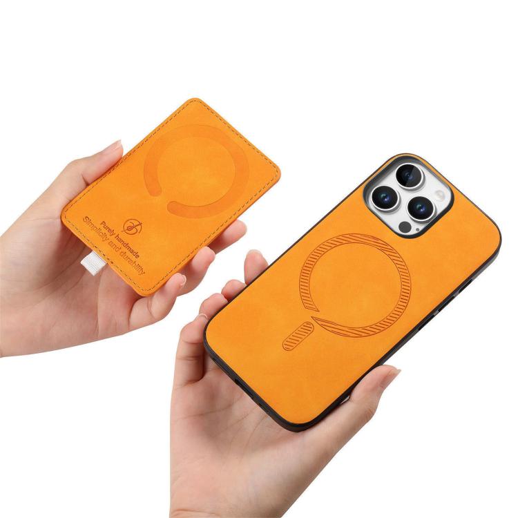 Retro Cross Leather Ring Side Insert Card Bag MagSafe Phone Case, For iPhone 14, For iPhone 14 Pro, For iPhone 14 Pro Max