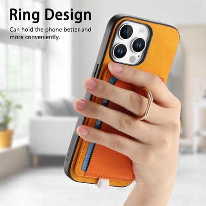 Retro Cross Leather Ring Side Insert Card Bag MagSafe Phone Case, For iPhone 14, For iPhone 14 Pro, For iPhone 14 Pro Max