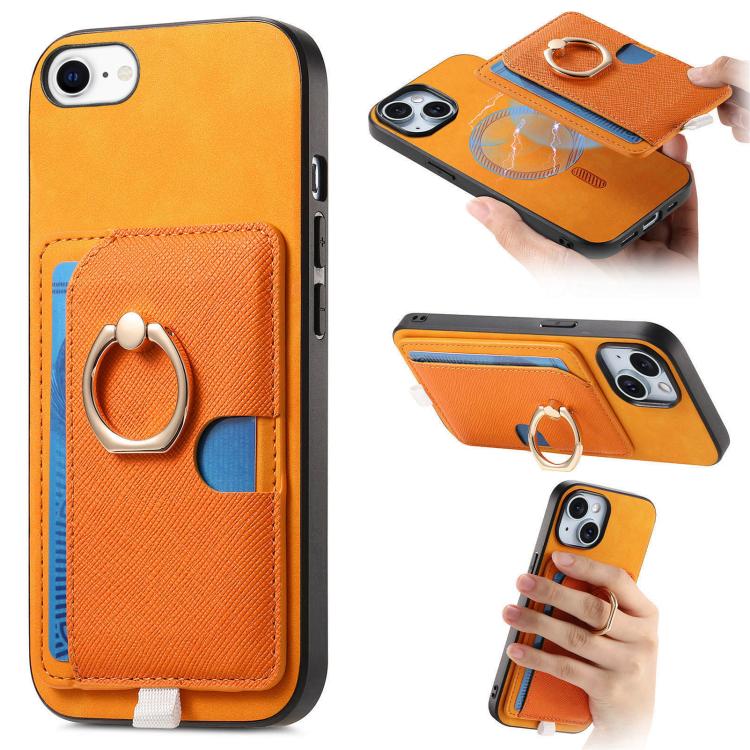 Retro Cross Leather Ring Side Insert Card Bag MagSafe Phone Case, For iPhone 7 / 8 / SE 2022, For iPhone 13 Pro Max, For iPhone 13 Pro