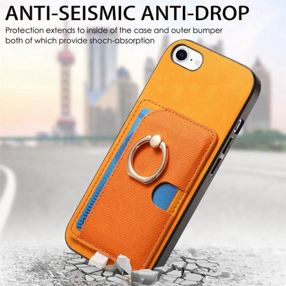 Retro Cross Leather Ring Side Insert Card Bag MagSafe Phone Case, For iPhone 7 / 8 / SE 2022, For iPhone 13 Pro Max, For iPhone 13 Pro
