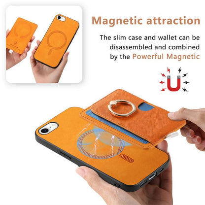 Retro Cross Leather Ring Side Insert Card Bag MagSafe Phone Case, For iPhone 7 / 8 / SE 2022, For iPhone 13 Pro Max, For iPhone 13 Pro