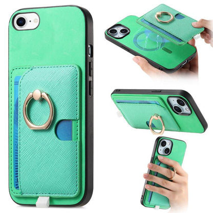 Retro Cross Leather Ring Side Insert Card Bag MagSafe Phone Case, For iPhone 7 / 8 / SE 2022, For iPhone 13 Pro Max, For iPhone 13 Pro