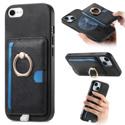 Retro Cross Leather Ring Side Insert Card Bag MagSafe Phone Case, For iPhone 7 / 8 / SE 2022, For iPhone 13 Pro Max, For iPhone 13 Pro