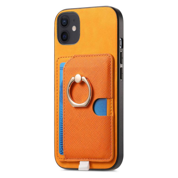 Retro Cross Leather Ring Side Insert Card Bag MagSafe Phone Case, For iPhone 13, For iPhone 12 / 12 Pro, For iPhone 12 Pro Max
