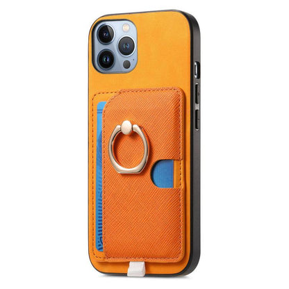 Retro Cross Leather Ring Side Insert Card Bag MagSafe Phone Case, For iPhone 11 Pro Max, For iPhone 11, For iPhone 11 Pro