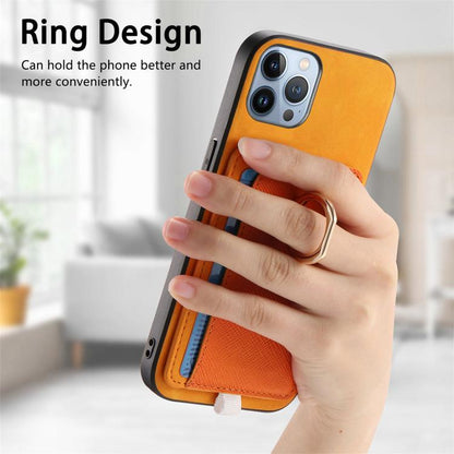 Retro Cross Leather Ring Side Insert Card Bag MagSafe Phone Case, For iPhone 11 Pro Max, For iPhone 11, For iPhone 11 Pro