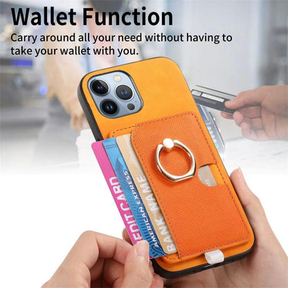 Retro Cross Leather Ring Side Insert Card Bag MagSafe Phone Case, For iPhone 11 Pro Max, For iPhone 11, For iPhone 11 Pro