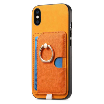Retro Cross Leather Ring Side Insert Card Bag MagSafe Phone Case, For iPhone X / XS, For iPhone XR, For iPhone XS Max