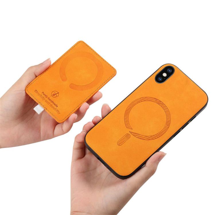 Retro Cross Leather Ring Side Insert Card Bag MagSafe Phone Case, For iPhone X / XS, For iPhone XR, For iPhone XS Max