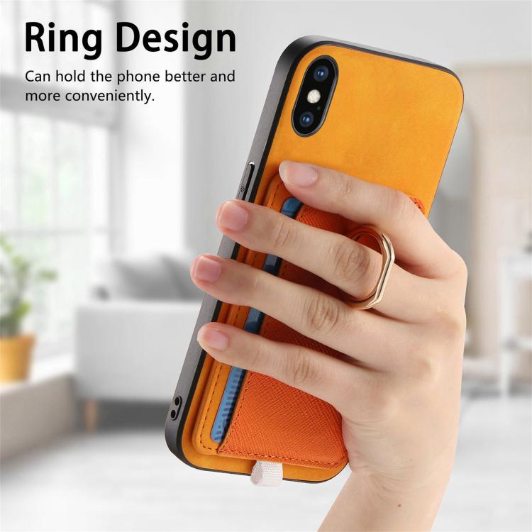 Retro Cross Leather Ring Side Insert Card Bag MagSafe Phone Case, For iPhone X / XS, For iPhone XR, For iPhone XS Max