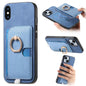 Retro Cross Leather Ring Side Insert Card Bag MagSafe Phone Case, For iPhone X / XS, For iPhone XR, For iPhone XS Max