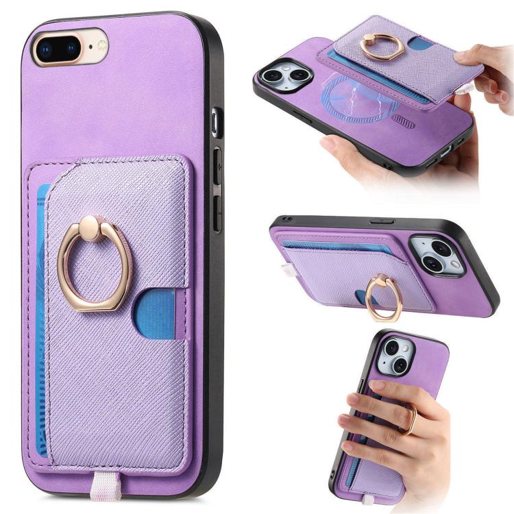 Retro Cross Leather Ring Side Insert Card Bag MagSafe Phone Case