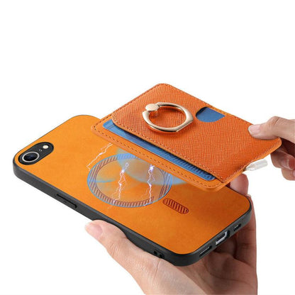 Retro Cross Leather Ring Side Insert Card Bag MagSafe Phone Case, For iPhone 17e / 16e, For iPhone 17 Pro Max, For iPhone 17 Pro