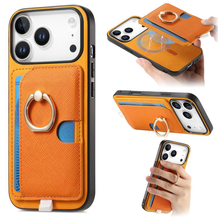 Retro Cross Leather Ring Side Insert Card Bag MagSafe Phone Case