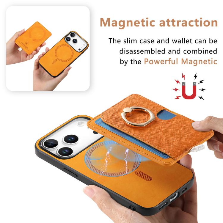 Retro Cross Leather Ring Side Insert Card Bag MagSafe Phone Case