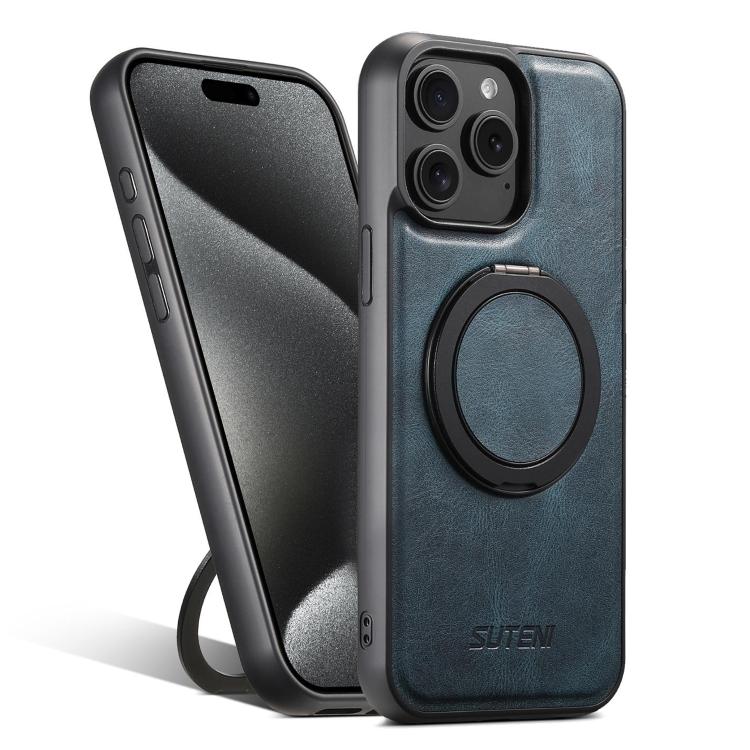 Suteni G3 Oil Wax 360 Rotation Holder MagSafe Back Phone Case, For iPhone 16 Pro, For iPhone 16 Plus, For iPhone 16, For iPhone 15 Pro Max, For iPhone 15 Pro, For iPhone 15 Plus, For iPhone 15, For iPhone 14 Plus