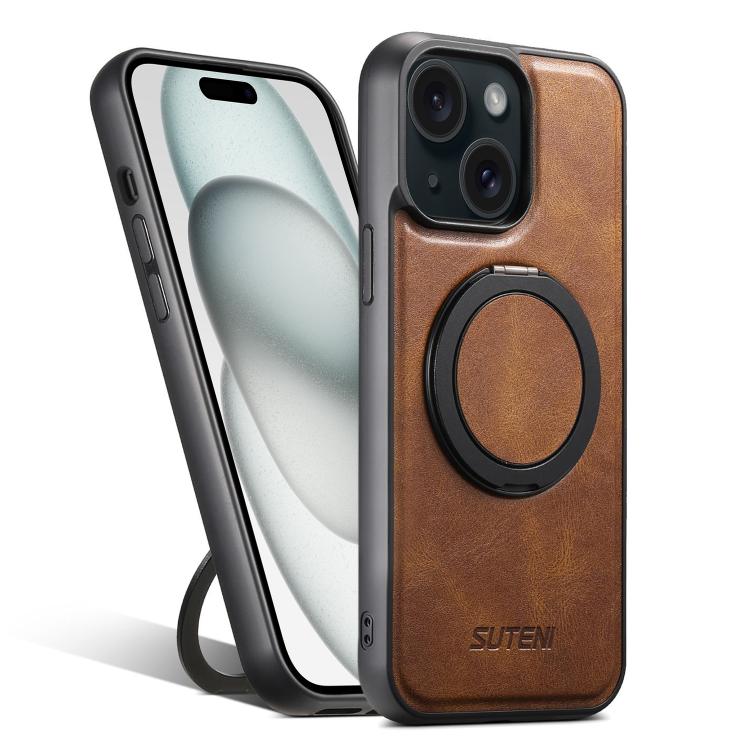 Suteni G3 Oil Wax 360 Rotation Holder MagSafe Back Phone Case, For iPhone 16 Pro, For iPhone 16 Plus, For iPhone 16, For iPhone 15 Pro Max, For iPhone 15 Pro, For iPhone 15 Plus, For iPhone 15, For iPhone 14 Plus