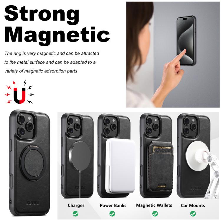 Suteni G3 Oil Wax 360 Rotation Holder MagSafe Back Phone Case, For iPhone 12 Pro