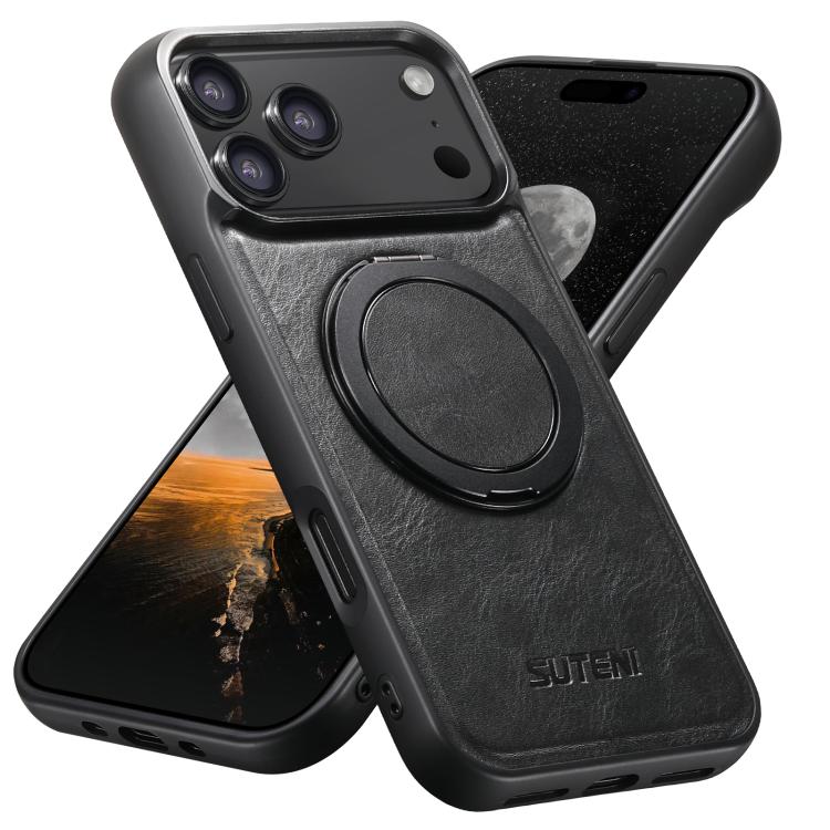 Suteni G3 Oil Wax 360 Rotation Holder MagSafe Back Phone Case, For iPhone 18, For iPhone 18 Pro, For iPhone 18 Pro Max, For iPhone 17 Pro Max, For iPhone 17 Pro, For iPhone 17, For iPhone Air, For iPhone 16 Pro Max